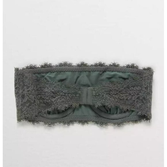 Aerie Eyelash Lace Bandeau Bra Strapless Underwire 32C NWOT - Picture 3 of 11